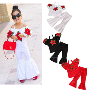 Girls summer rose print suit