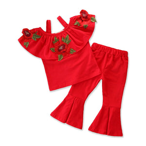 Girls summer rose print suit