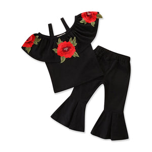 Girls summer rose print suit