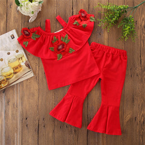 Girls summer rose print suit