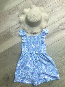 Seashell Playsuit and Straw Hat