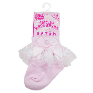 Lace Socks with Flower Trim and Bow