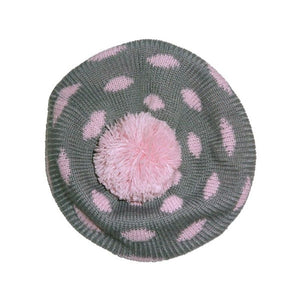 Polka Dot Beret with Bobble